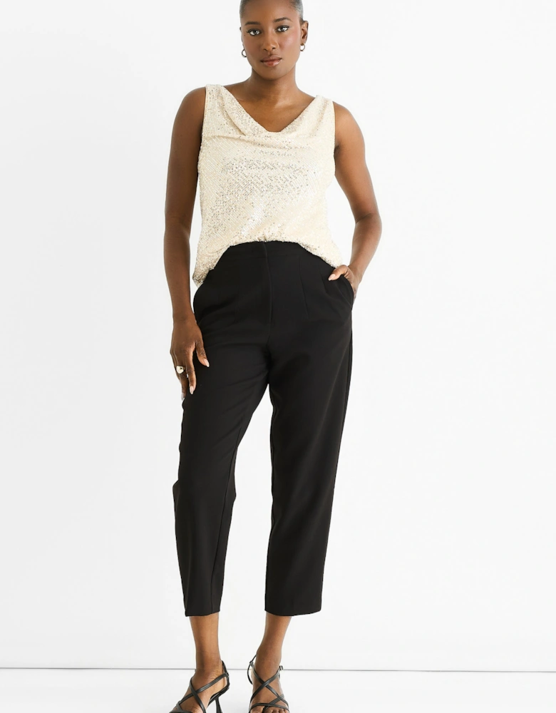 Champagne Sequin Cowl Neck Cami Top