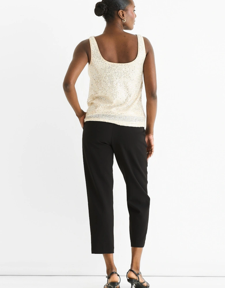 Champagne Sequin Cowl Neck Cami Top