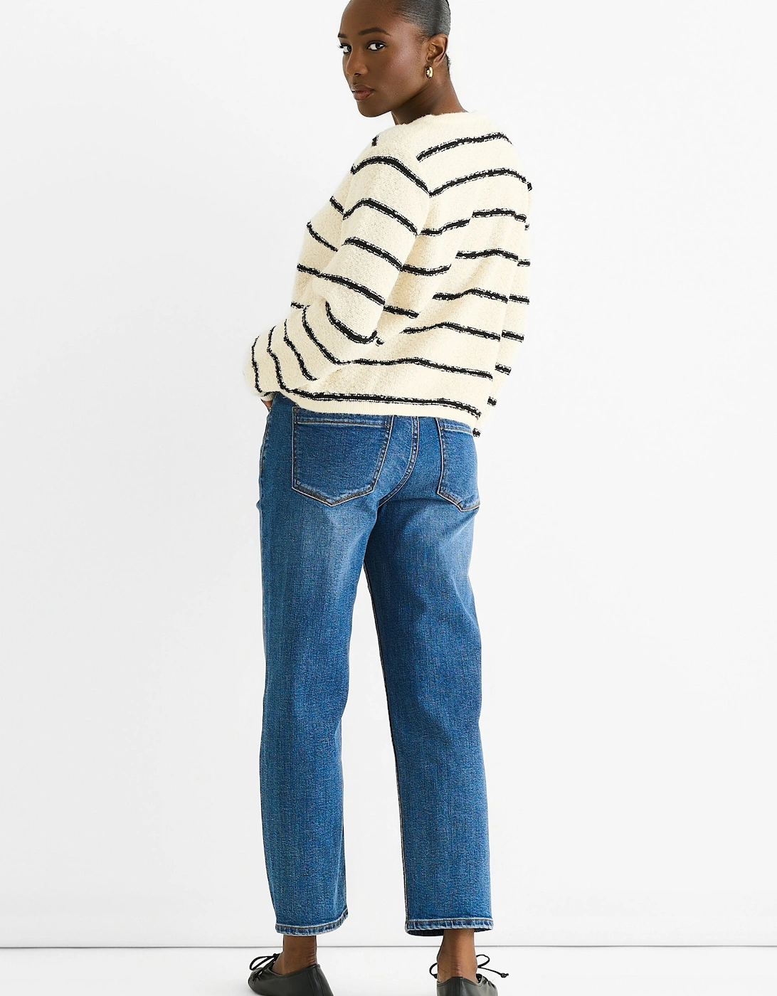 Cream Stripe Military Crop Recycle Knit Cardigan