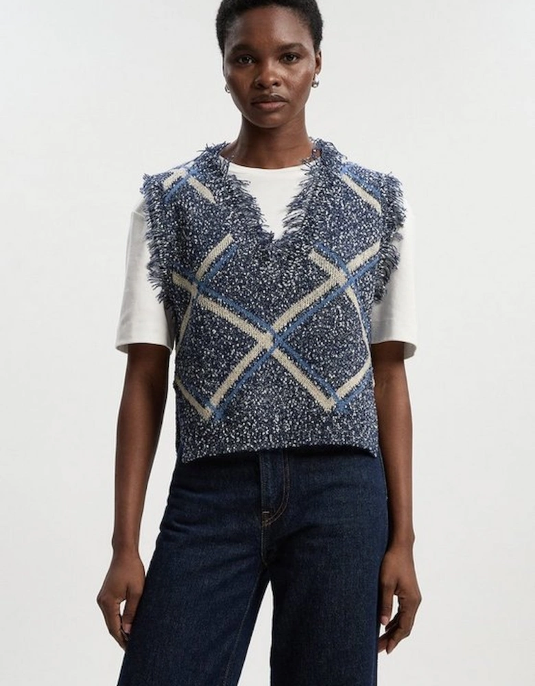 Tweed Yarn Fringe Trim Knitted Tank