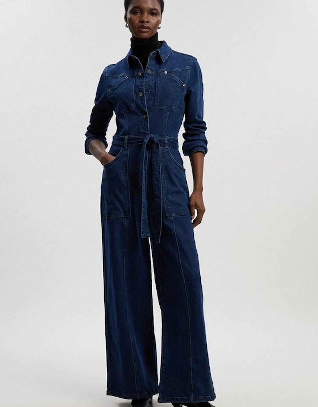 Denim Western Jumpsuit, 2 of 1