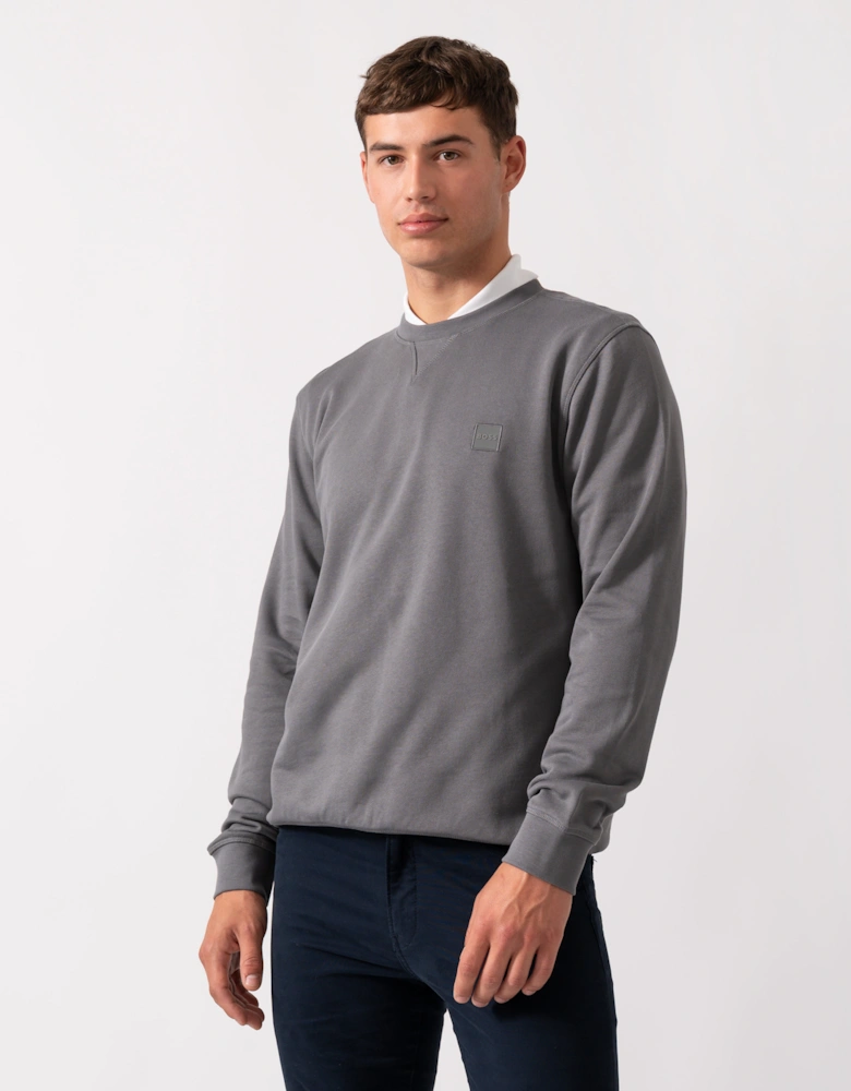 BOSS Orange Westart Mens Crew Neck Sweatshirt With Logo Patch - Open Grey 062