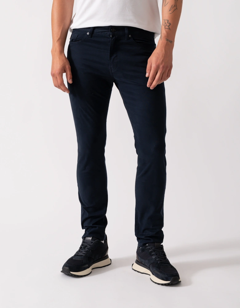 BOSS Orange Delaware Mens Slim-Fit Trousers in Stretch-Cotton Moleskin  - Dark Blue 404