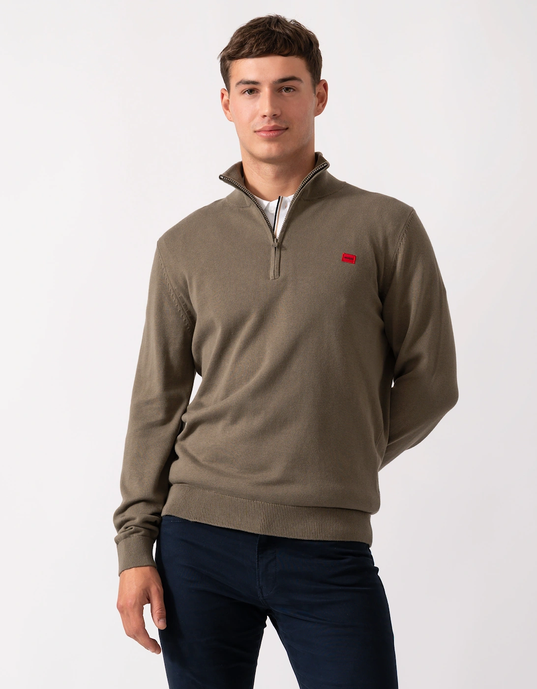 HUGO San Quintus-C Mens 1/4 Zip Pullover - Medium Grey 032, 2 of 1