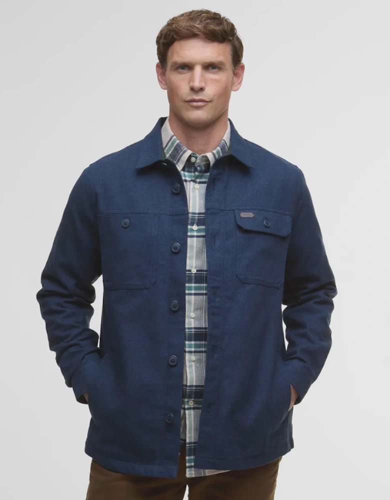 Giles Twill Overshirt - Navy Blue