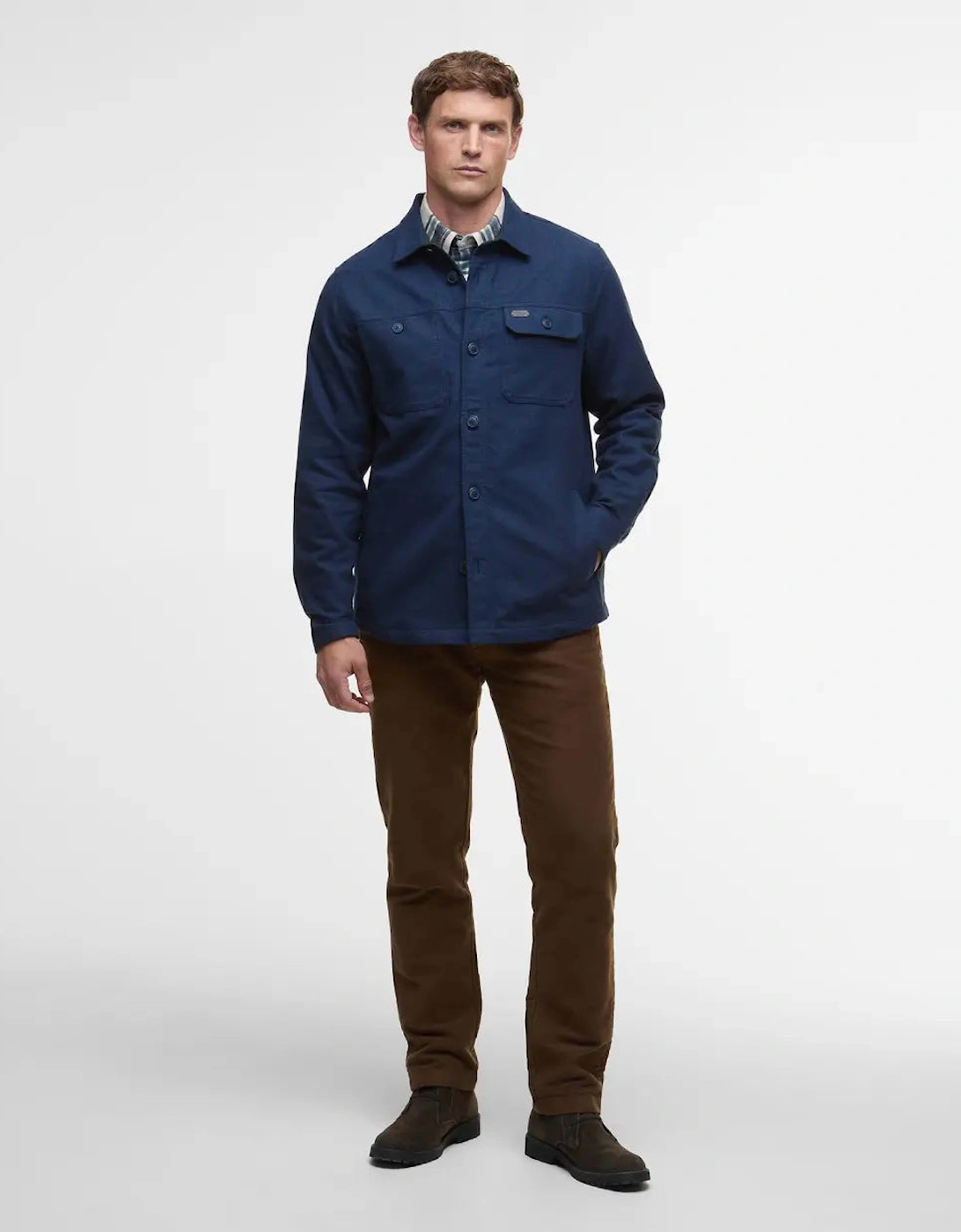 Giles Twill Overshirt - Navy Blue