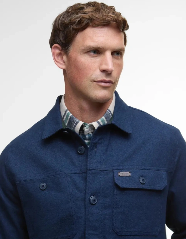 Giles Twill Overshirt - Navy Blue