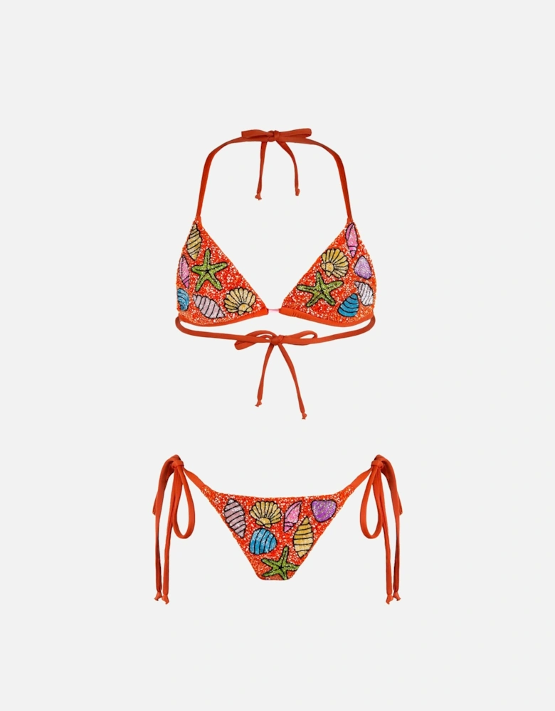 Moire Shell Bikini Top