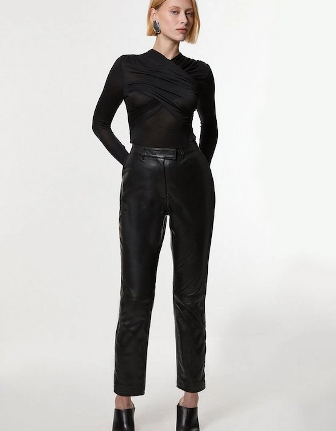 Leather Tailored Straight Leg Trouser, 2 of 1