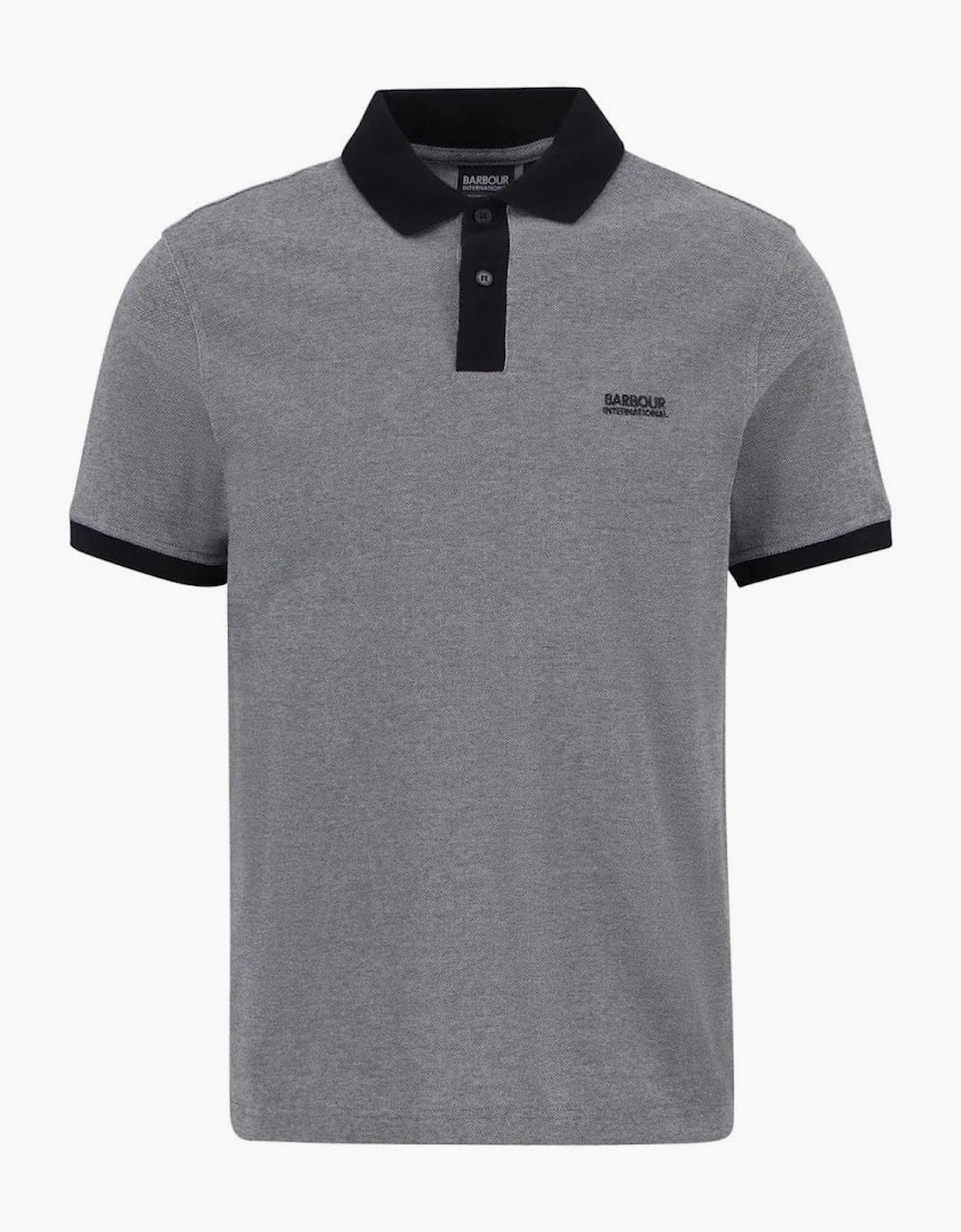 Men's Barbour Men's Black Morely Oxford Polo Shirt - Grey - Size: 44