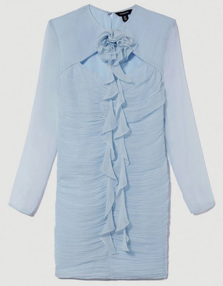 Chiffon Corsage Ruched Mini Dress
