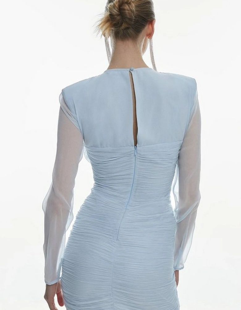 Chiffon Corsage Ruched Mini Dress