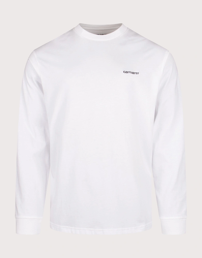 Relaxed Fit Script Embroidery Long Sleeve T-Shirt