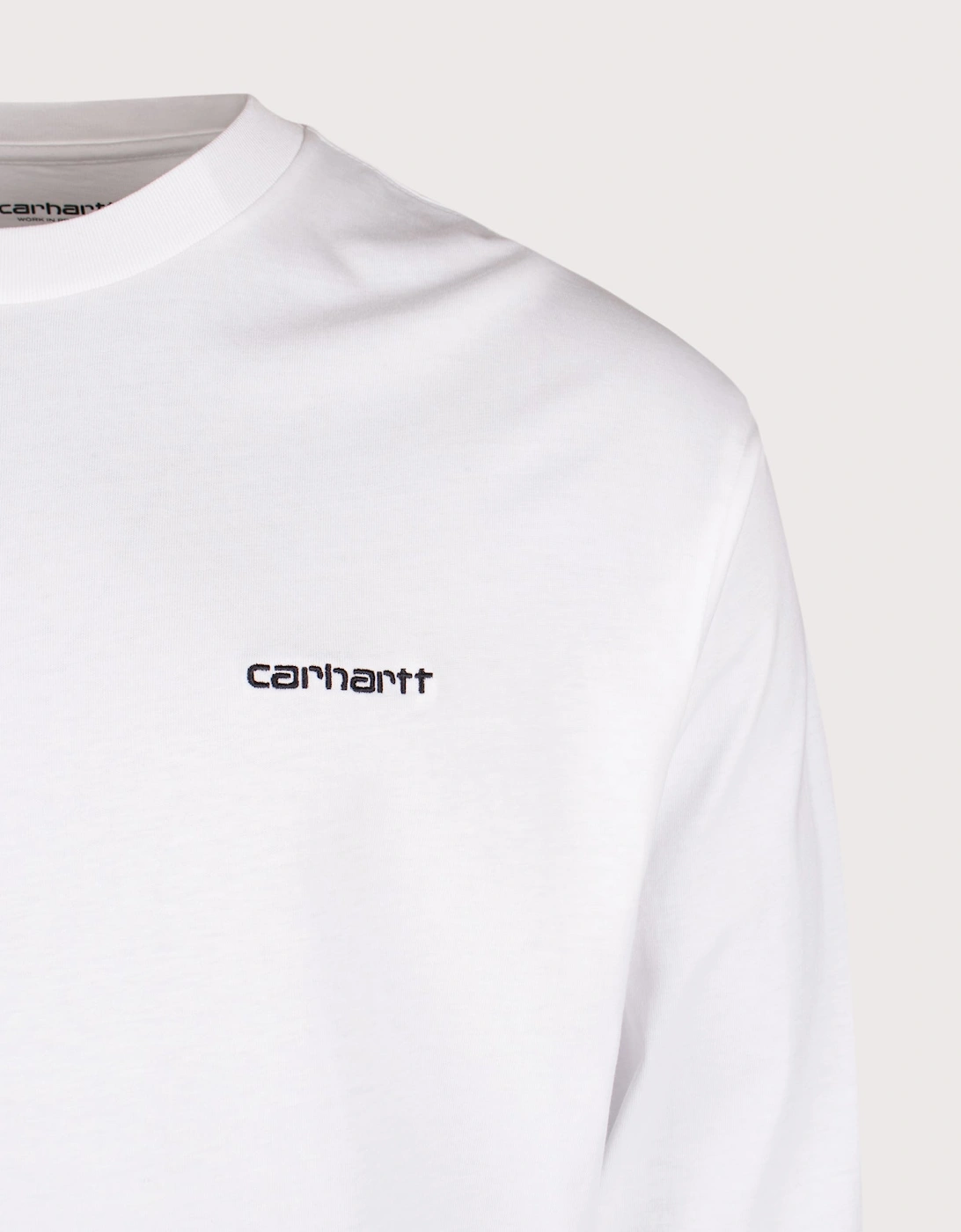 Relaxed Fit Script Embroidery Long Sleeve T-Shirt