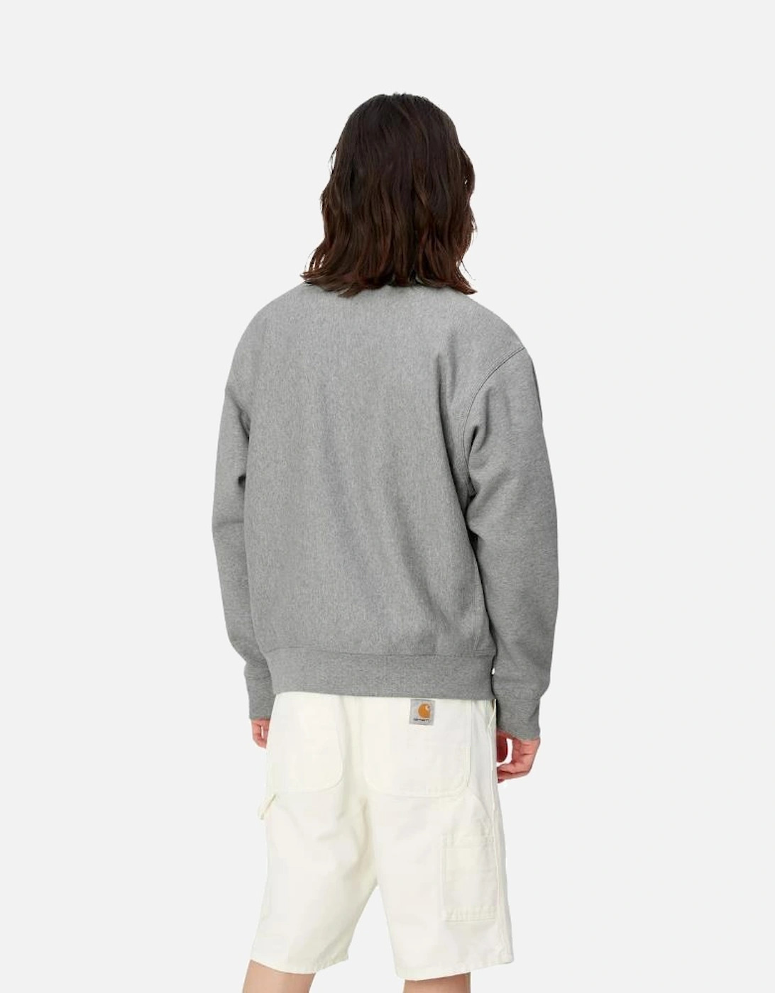 Half Zip American Script Sweat - Grey Heather