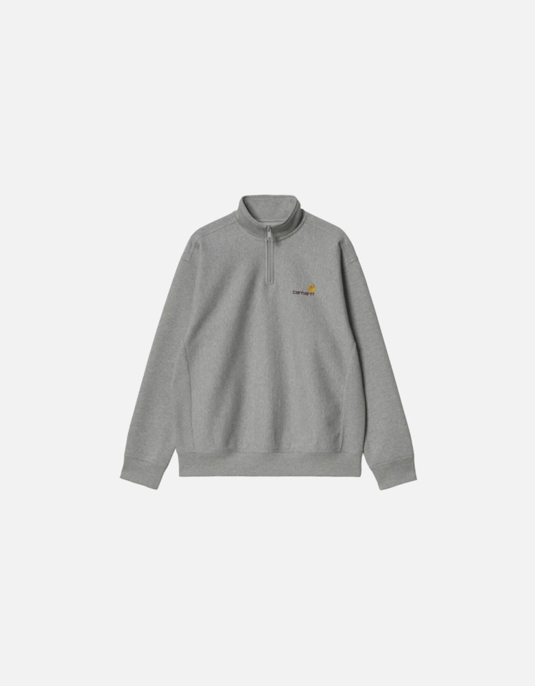 Half Zip American Script Sweat - Grey Heather