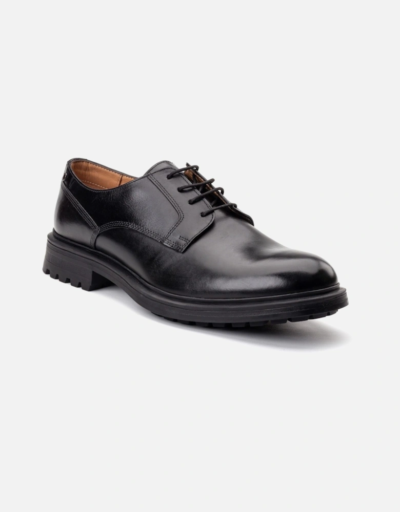 London Locke Leather Men's Black Lace-Up Shoes