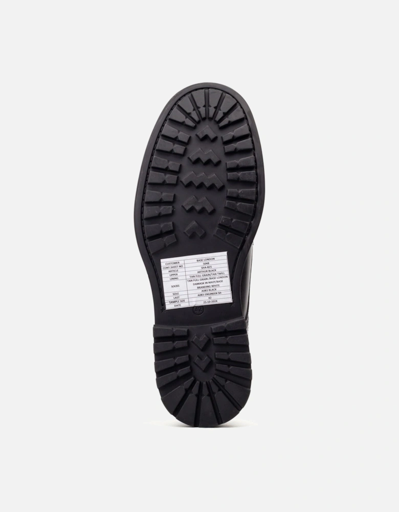 London Locke Leather Men's Black Lace-Up Shoes