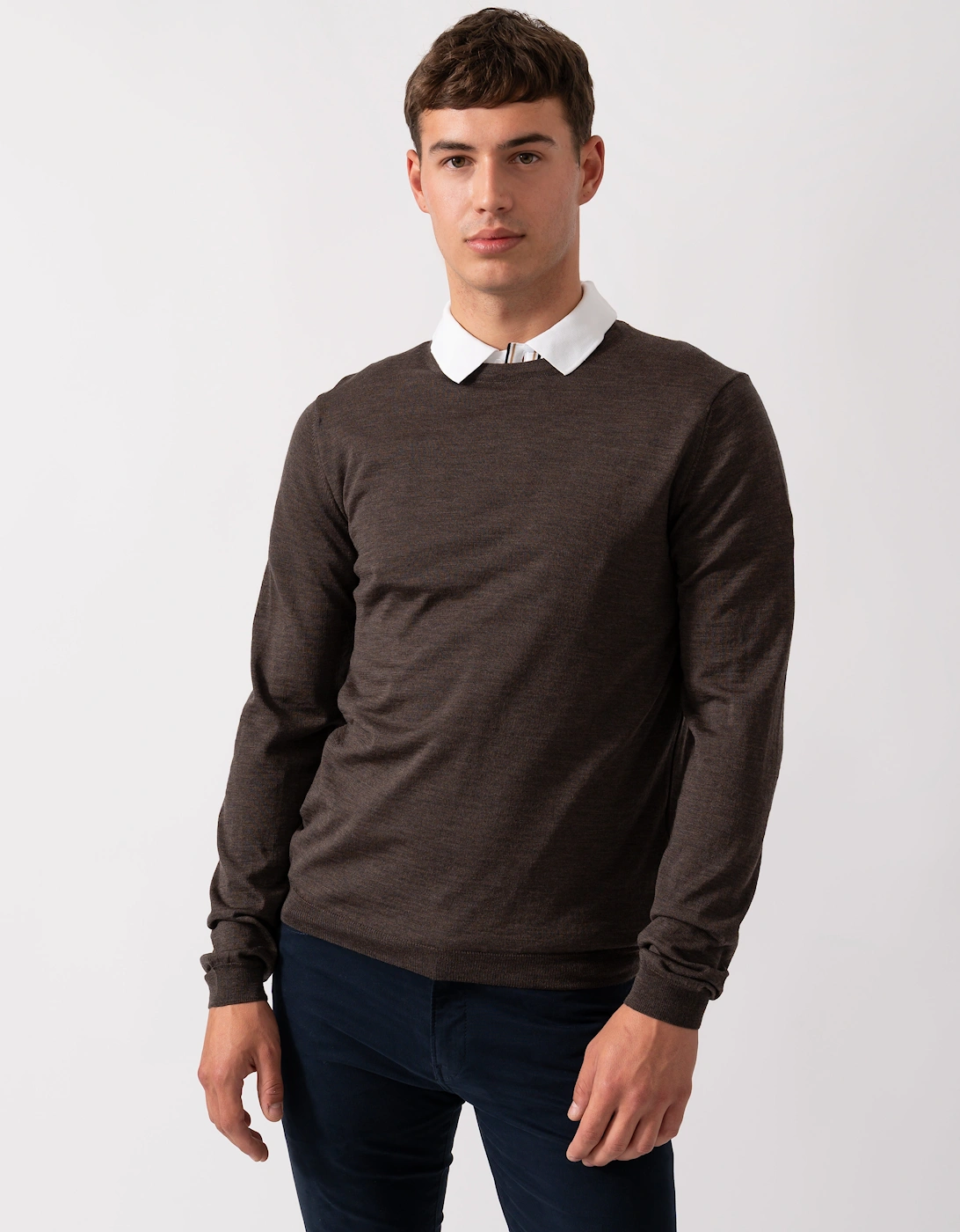 Camber Mens Crew Neck Jumper - Chocolate Marl, 5 of 4