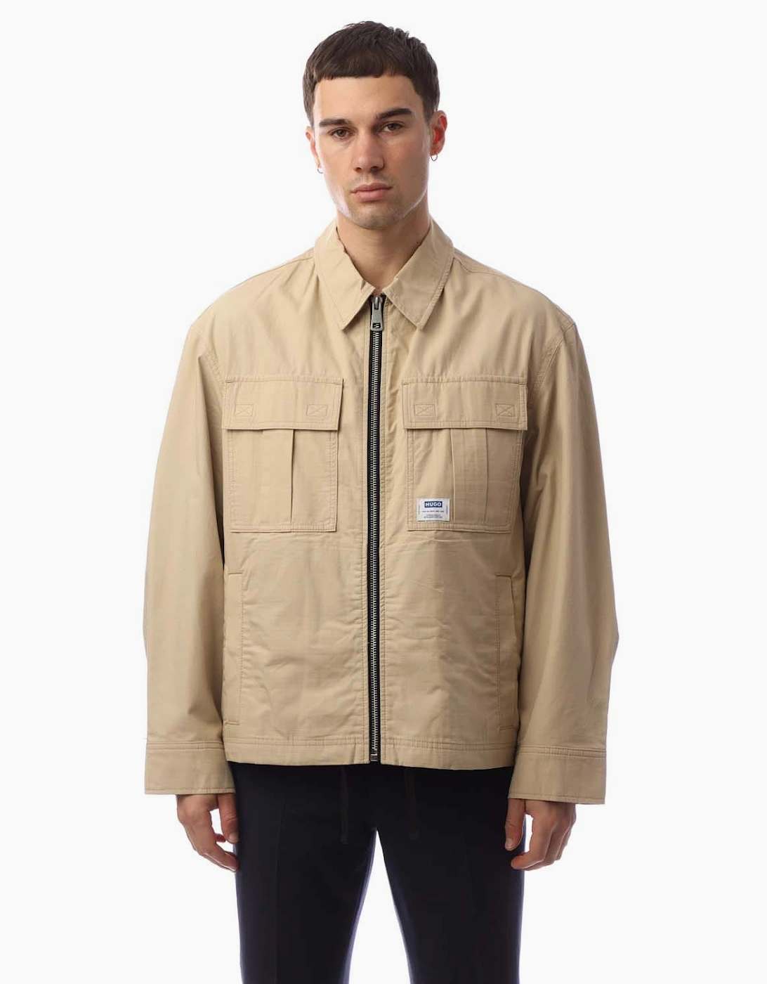 Hugo Boss Men's Bino2511 Logo Label Jacket - Cream - Size: 42/Regular