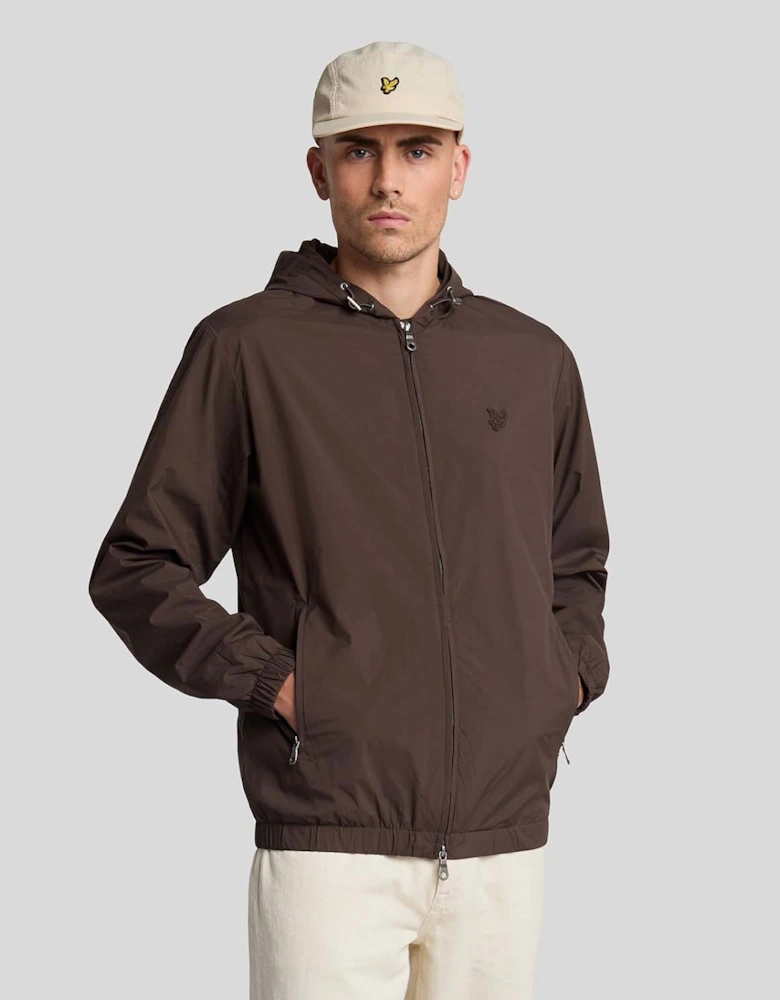 Tonal Eagle Hooded Bomber Jacket
