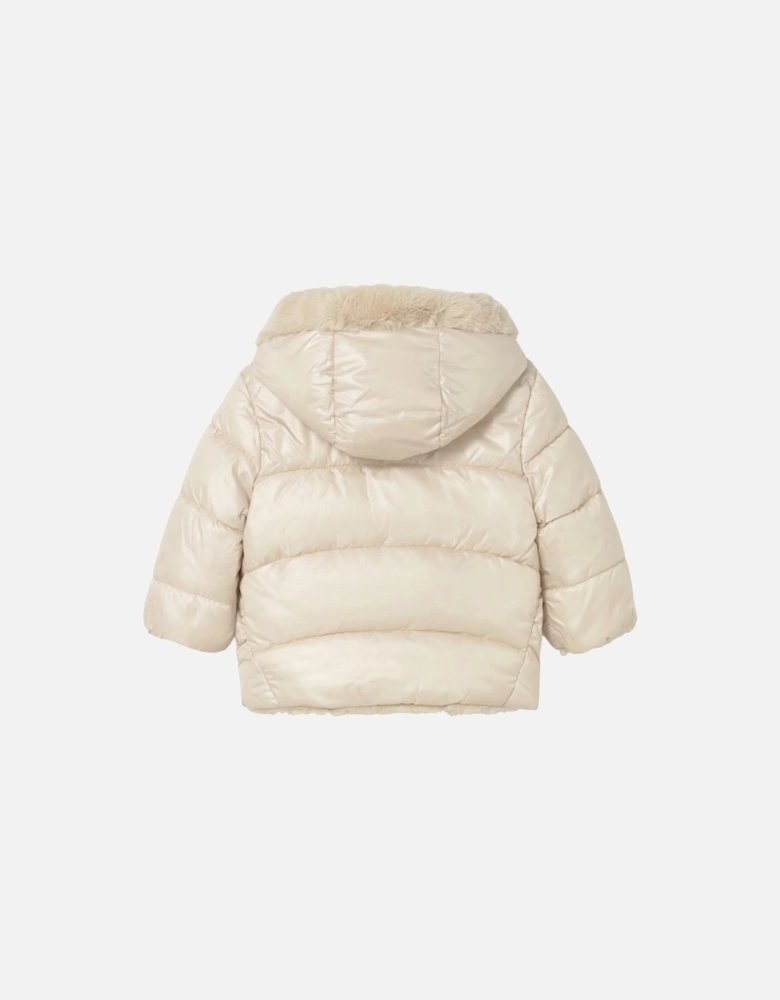 Girls Sand Reversible Fluffy Coat