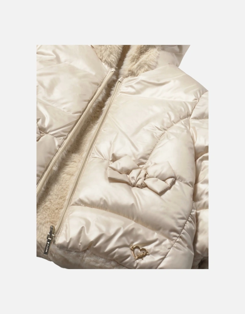Girls Sand Reversible Fluffy Coat