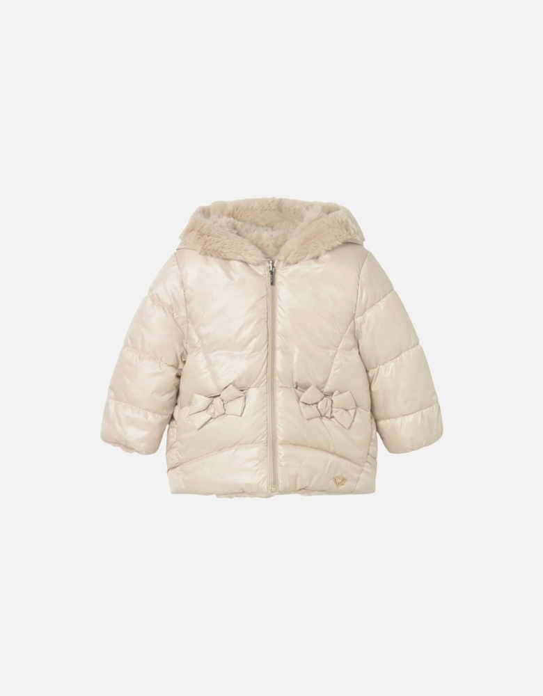 Girls Sand Reversible Fluffy Coat