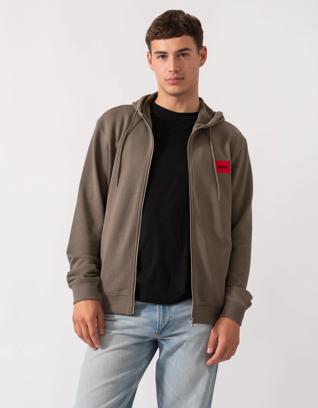 HUGO Daple212 Mens Zip Through Hoodie - Medium Grey 032, 2 of 1