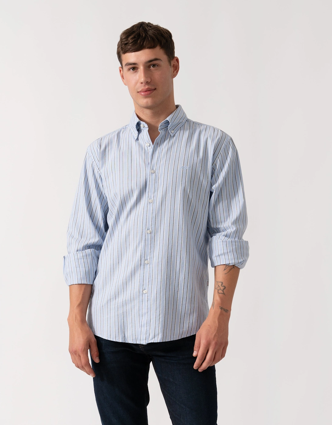 BOSS Orange Ricoplus Mens Long Sleeve Shirt - Open Blue 470, 2 of 1