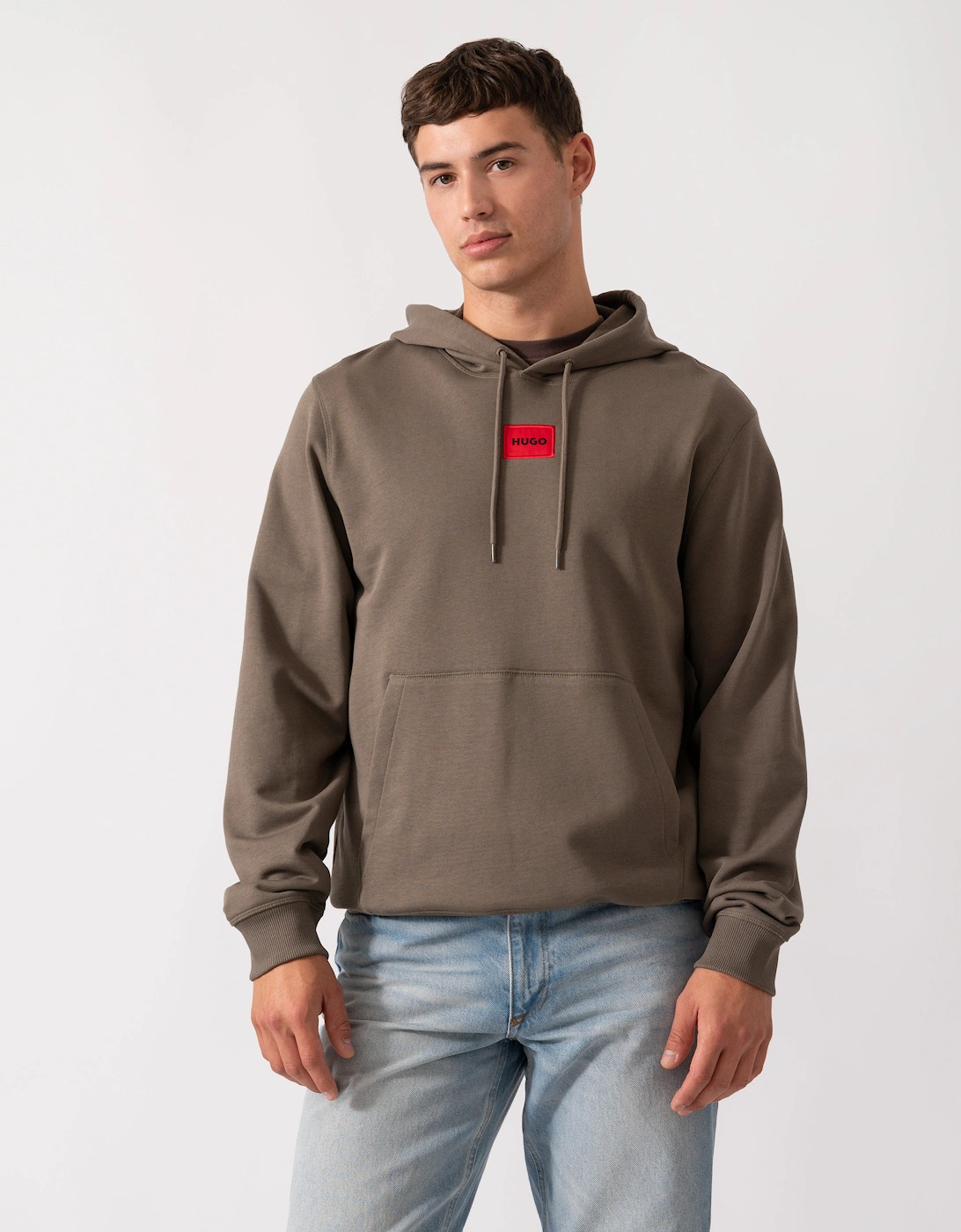 HUGO Daratschi214 Label Logo Mens Hoodie - Medium Grey 032, 2 of 1
