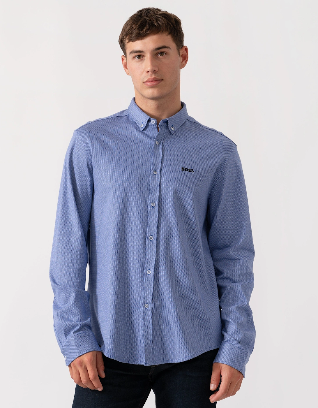 BOSS Green B_Motion Mens Regular-Fit Shirt in Dynamic Cotton Jersey  - Medium Blue 422, 2 of 1