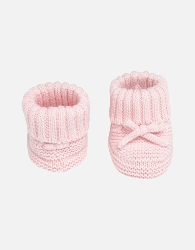 Girls Pale Pink Knit Booties
