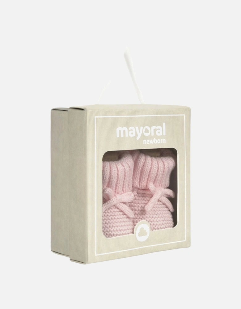 Girls Pale Pink Knit Booties