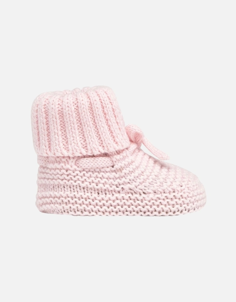 Girls Pale Pink Knit Booties
