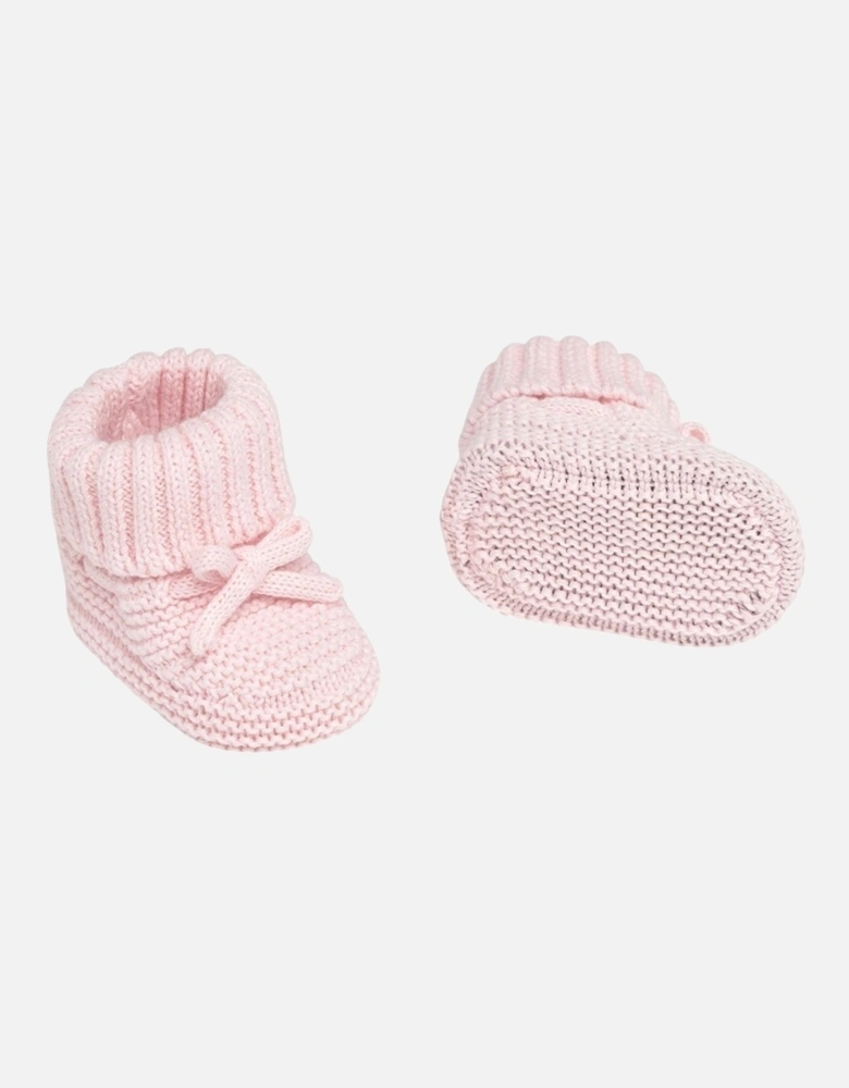 Girls Pale Pink Knit Booties