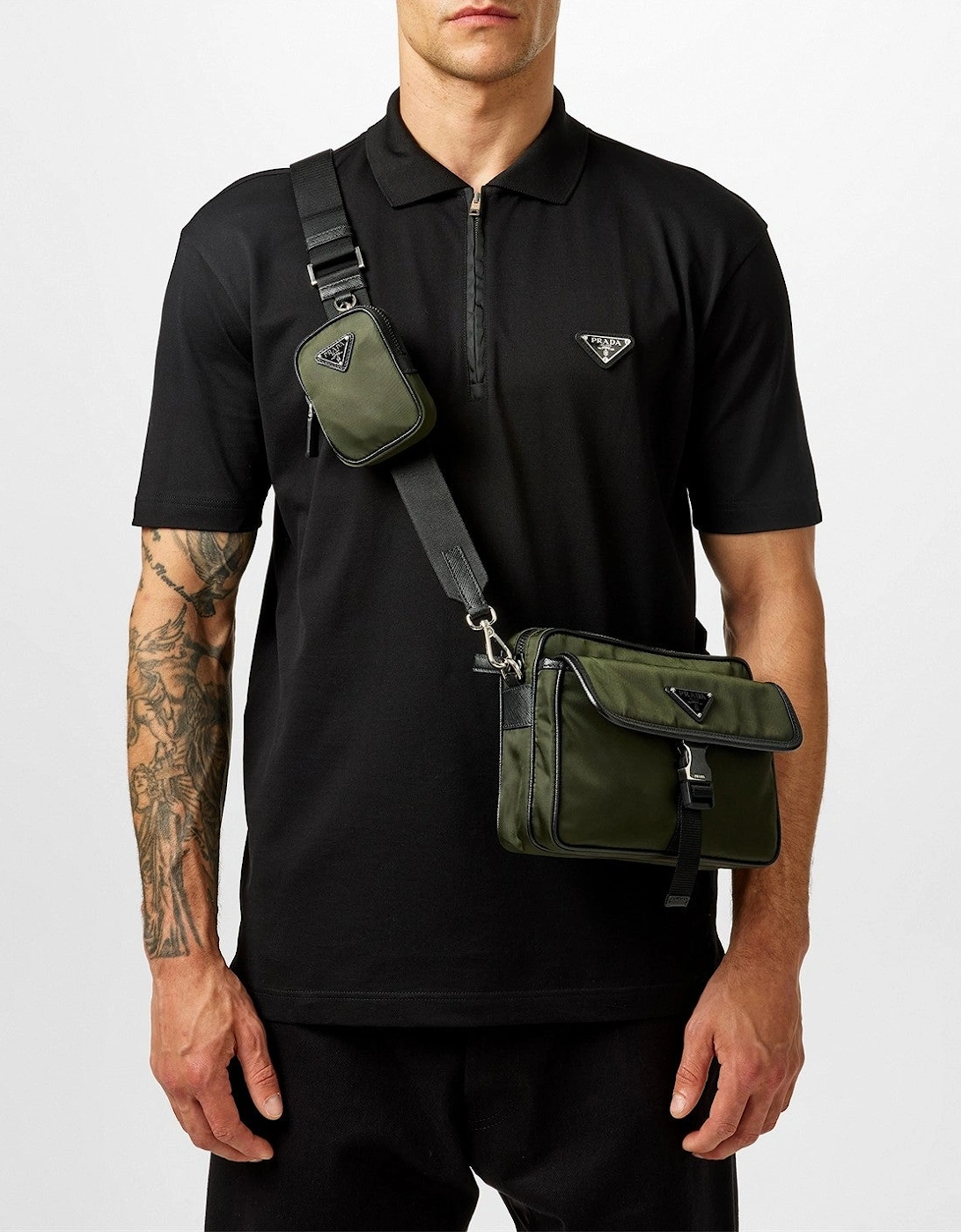 Re-Nylon Crossbody Bag in Military Green