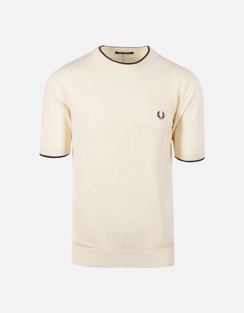 Pique Stitch Knitted T-Shirt Ecru