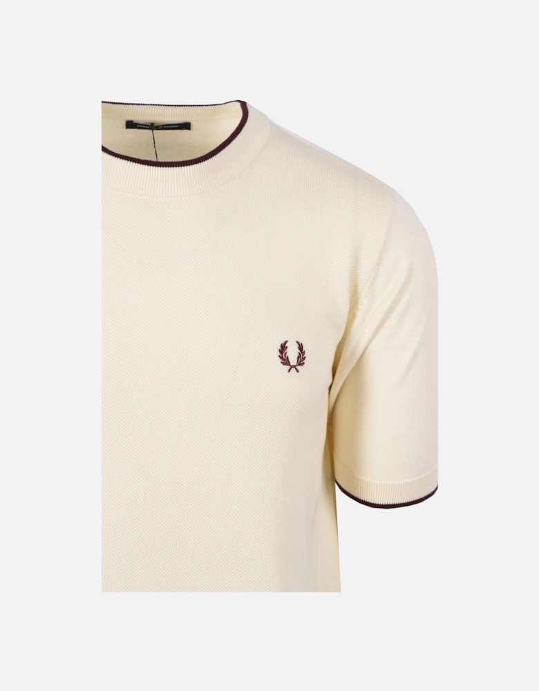 Pique Stitch Knitted T-Shirt Ecru