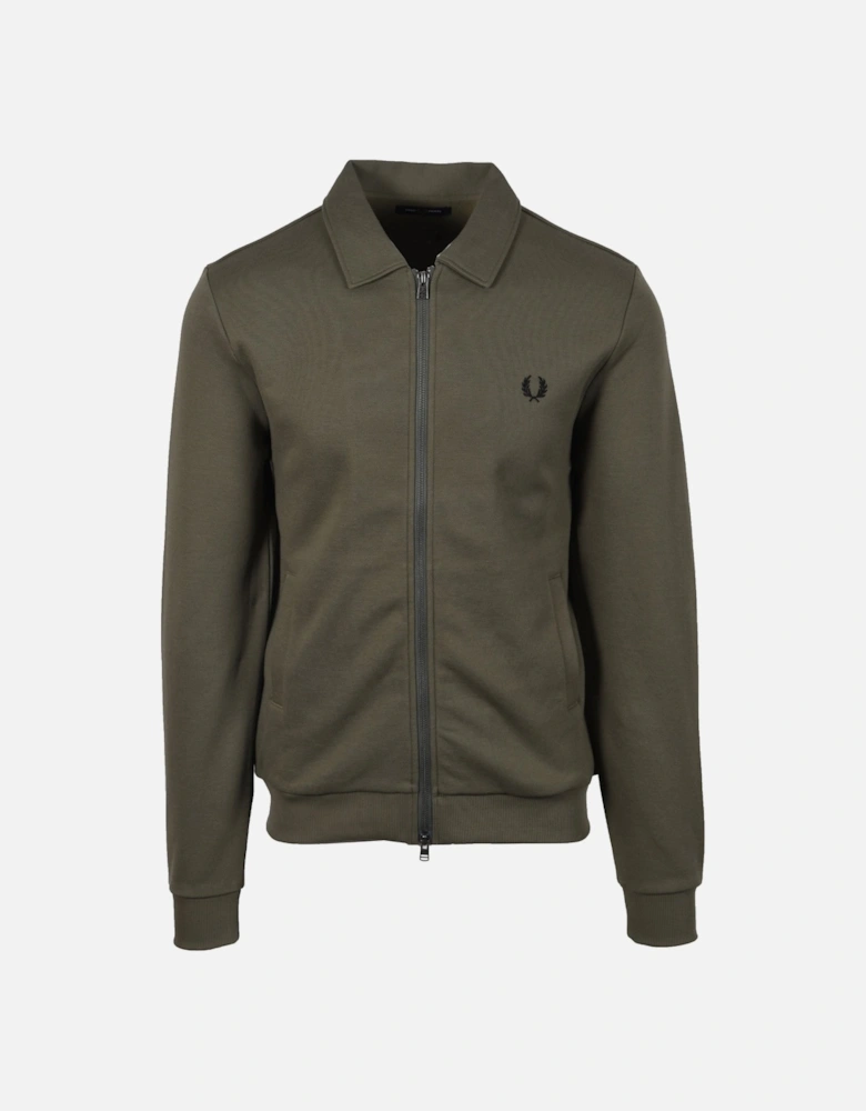 Zip Through Collared Sweatshirt Laurel Green