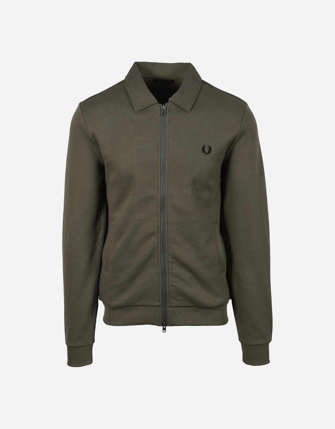 Men's Fred Perry Zip Through Collared Sweatshirt Laurel Green - Size: 40