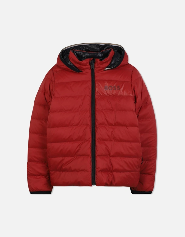 BOSS BOYS RED AND BLACK REVERSIBLE JACKET J52398