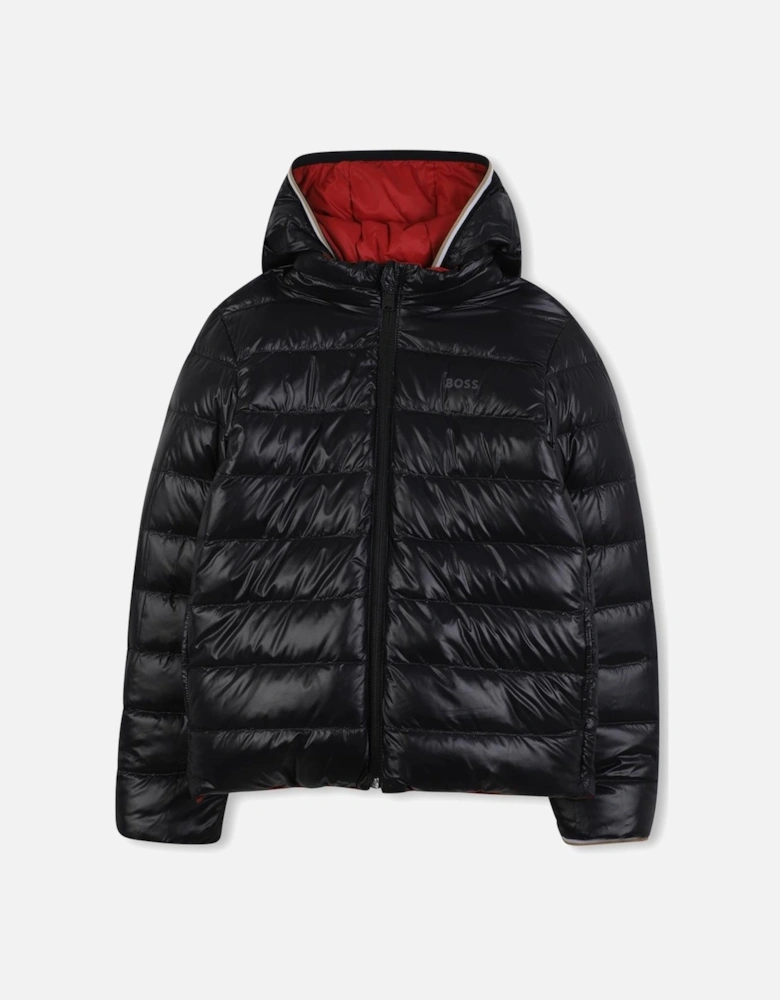 BOSS BOYS RED AND BLACK REVERSIBLE JACKET J52398
