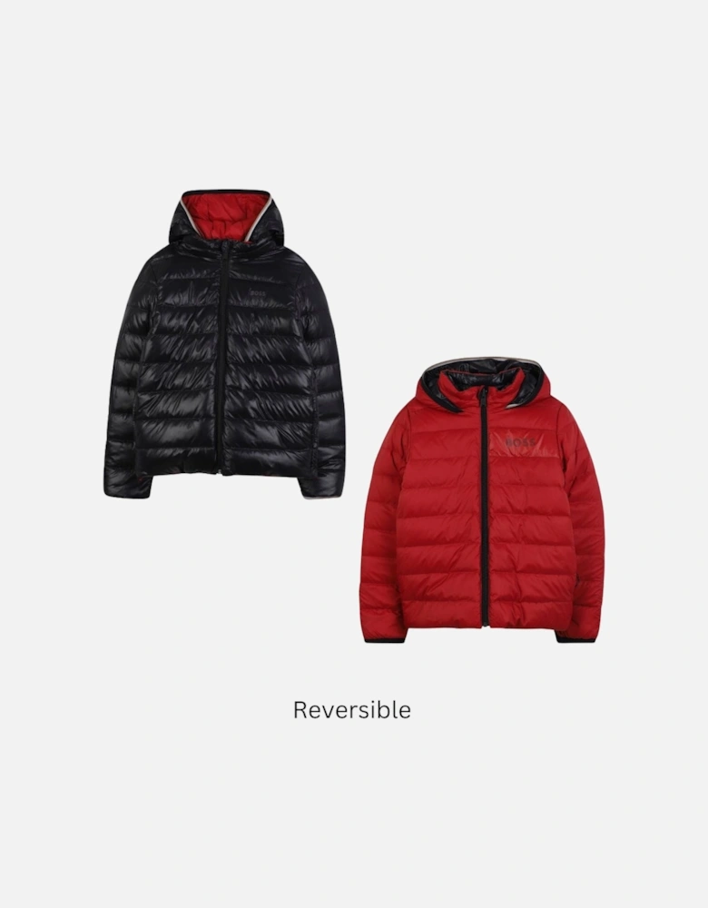 BOSS BOYS RED AND BLACK REVERSIBLE JACKET J52398