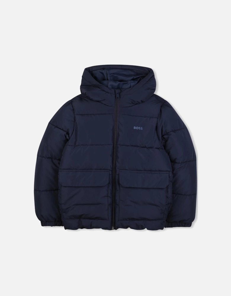 BOSS BOYS NAVY PUFFER JACKET J52396