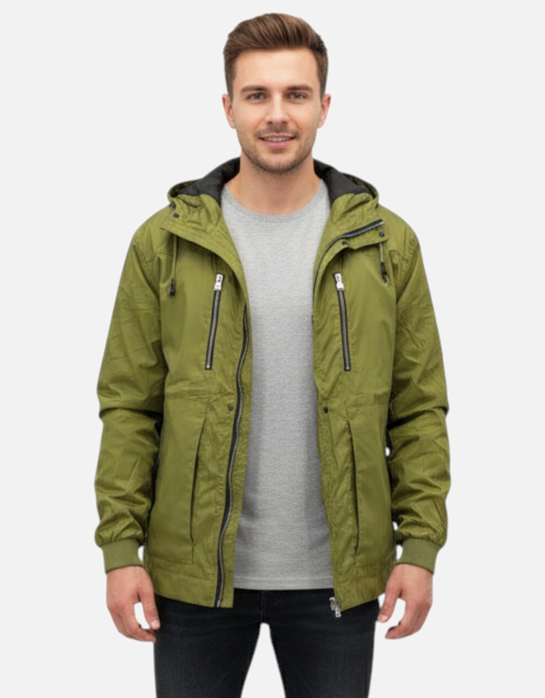 Toplook Mens Showerproof Jacket Relax Fit Lightweight Hooded Windbreaker Coat, 5 of 4