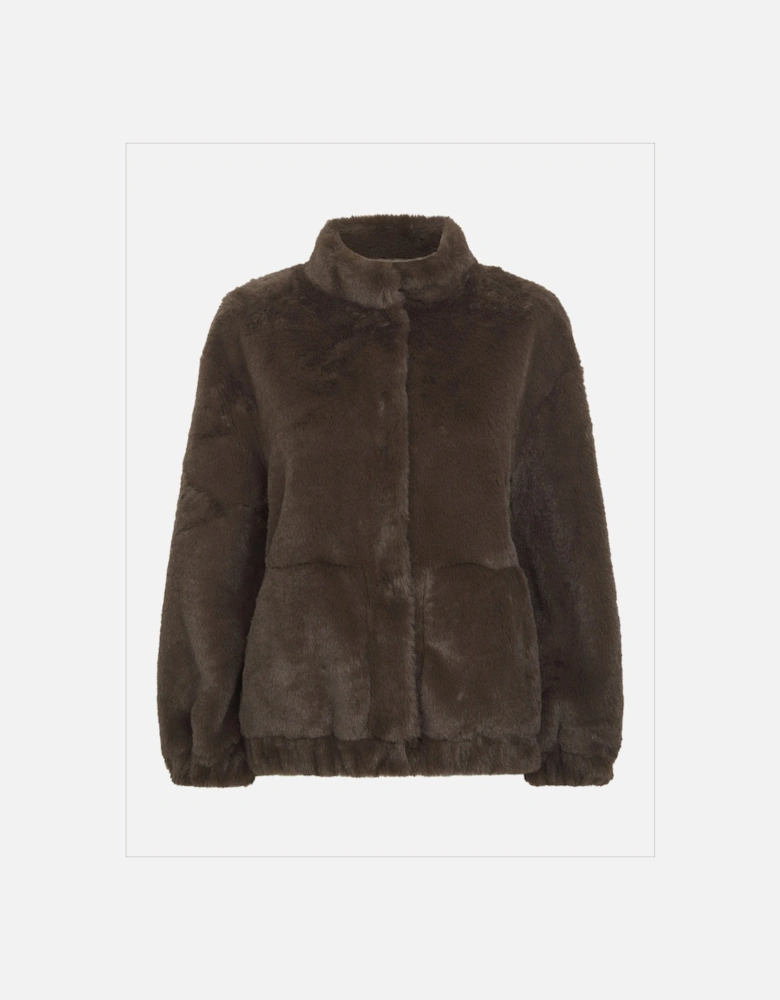 Aubrey Faux Fur Jacket In Khaki