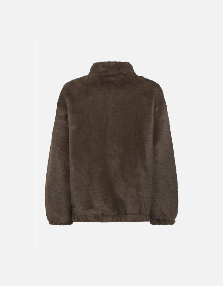 Aubrey Faux Fur Jacket In Khaki