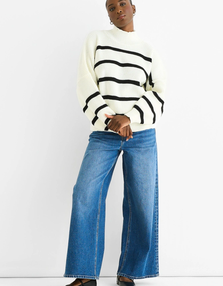 Cream Chunky Knit High Neck Jumper