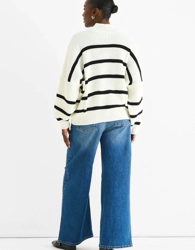 Cream Chunky Knit High Neck Jumper